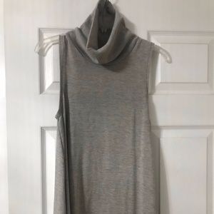 long sleeveless gray turtleneck